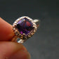 Siberian Amethyst!! Natural Faceted Rich Purple Amethyst 925 Silver Ring with CZ - 2.52 Grams - Size 8