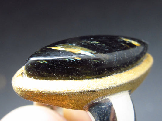 Nuumite Nuummite Sterling Silver Ring from Greenland - Size 6.5 - 7.0 Grams