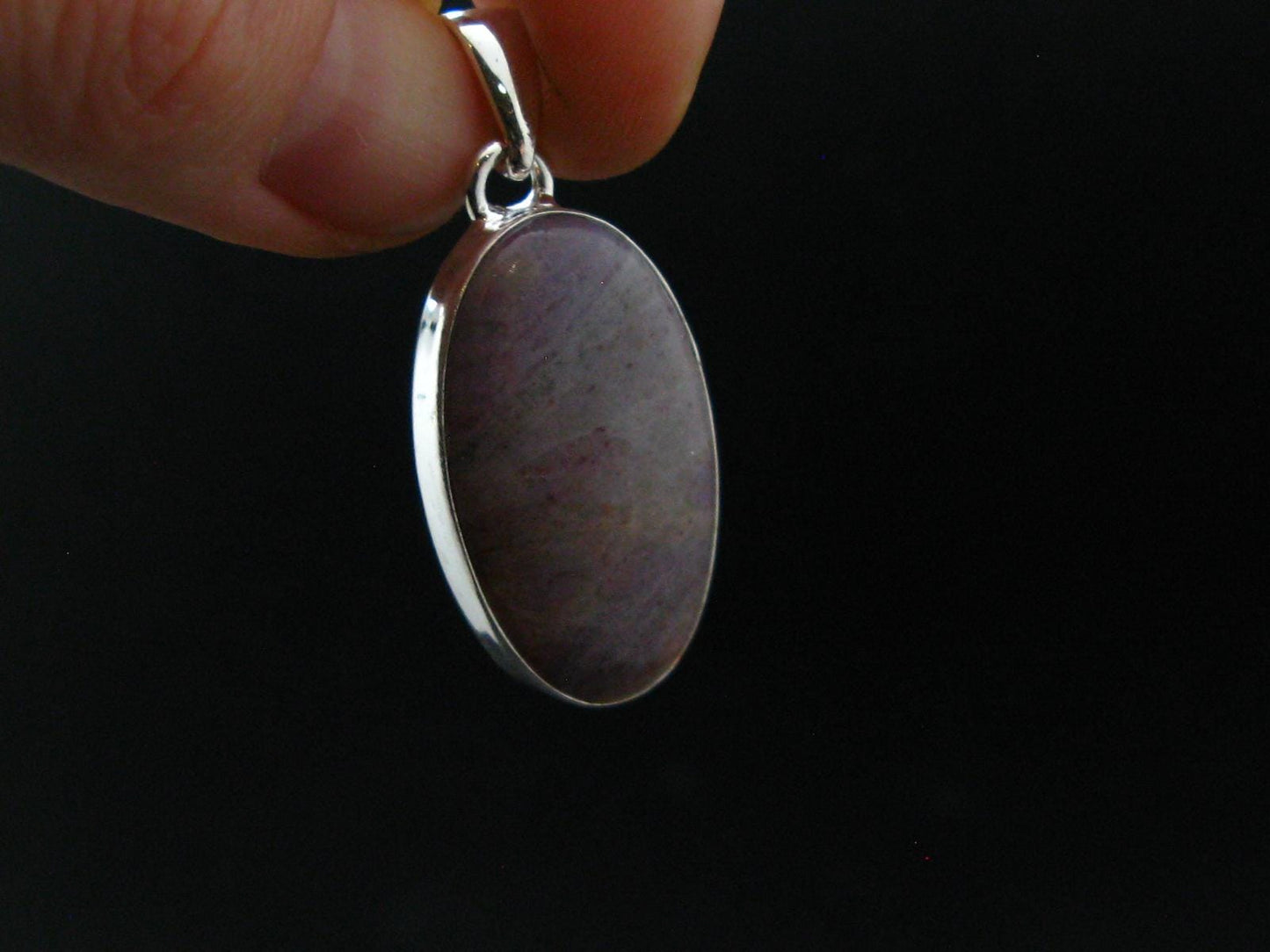 Purple Jade Silver Plated Pendant From Turkey - 1.5" - 4.87 Grams
