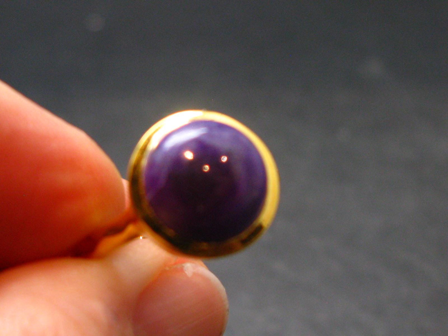 Sugilite Silver Gold Plated Ring From South Africa - 3.73 Grams - Size 8.25