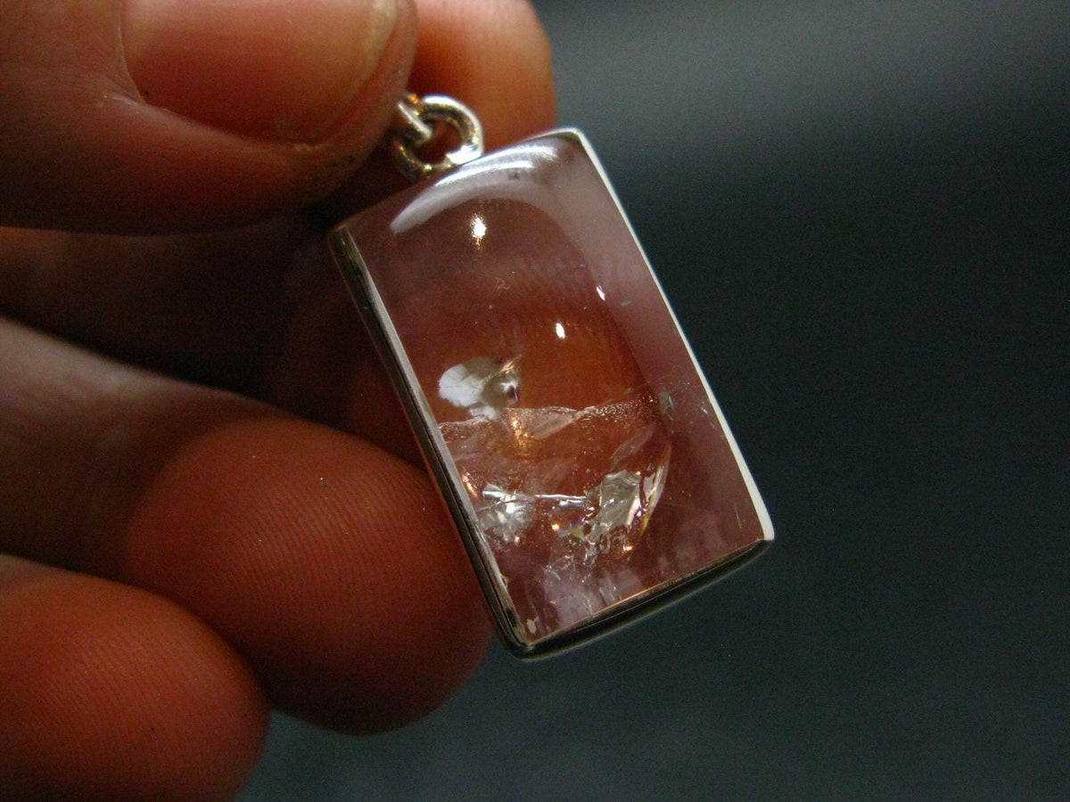 Nice Danburite Crystal Silver Pendant from Mexico - 1.2" - 5.18 Grams