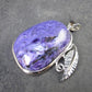 Rare High-Quality Charoite Pendant in SS From Russia - 1.4" - 11.5 Grams