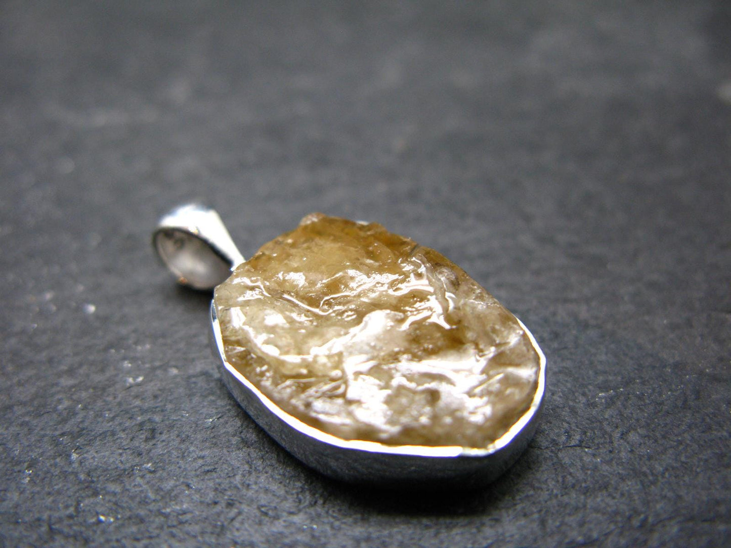 Large Natural Agni Gold Danburite Sterling Silver Pendant from Tanzania - 1.0" - 3.30 Grams