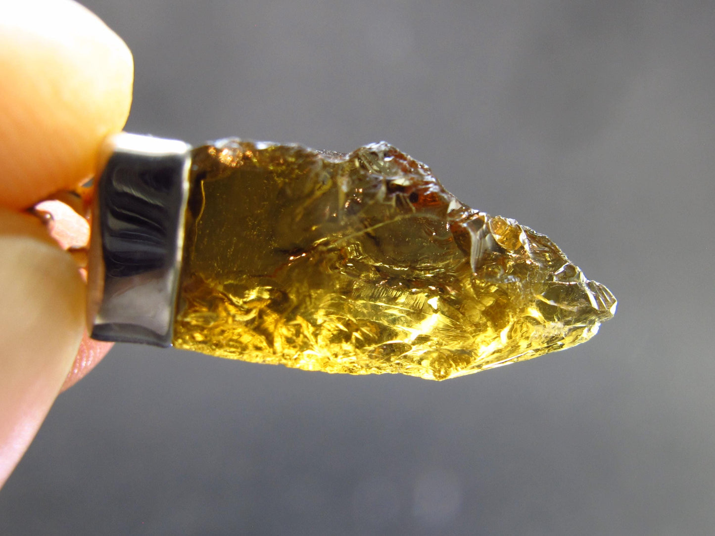 Natural Unheated Citrine Sterling Silver Pendant from Zambia - 1.3" - 2.56 Grams