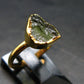 Moldavite Gold Plated Silver Ring - Size 5 - 1.17 Grams