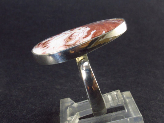 Natural Oval Shape Jasper Cabochon 925 Silver Ring - 5.8 Grams - Size Adjustable