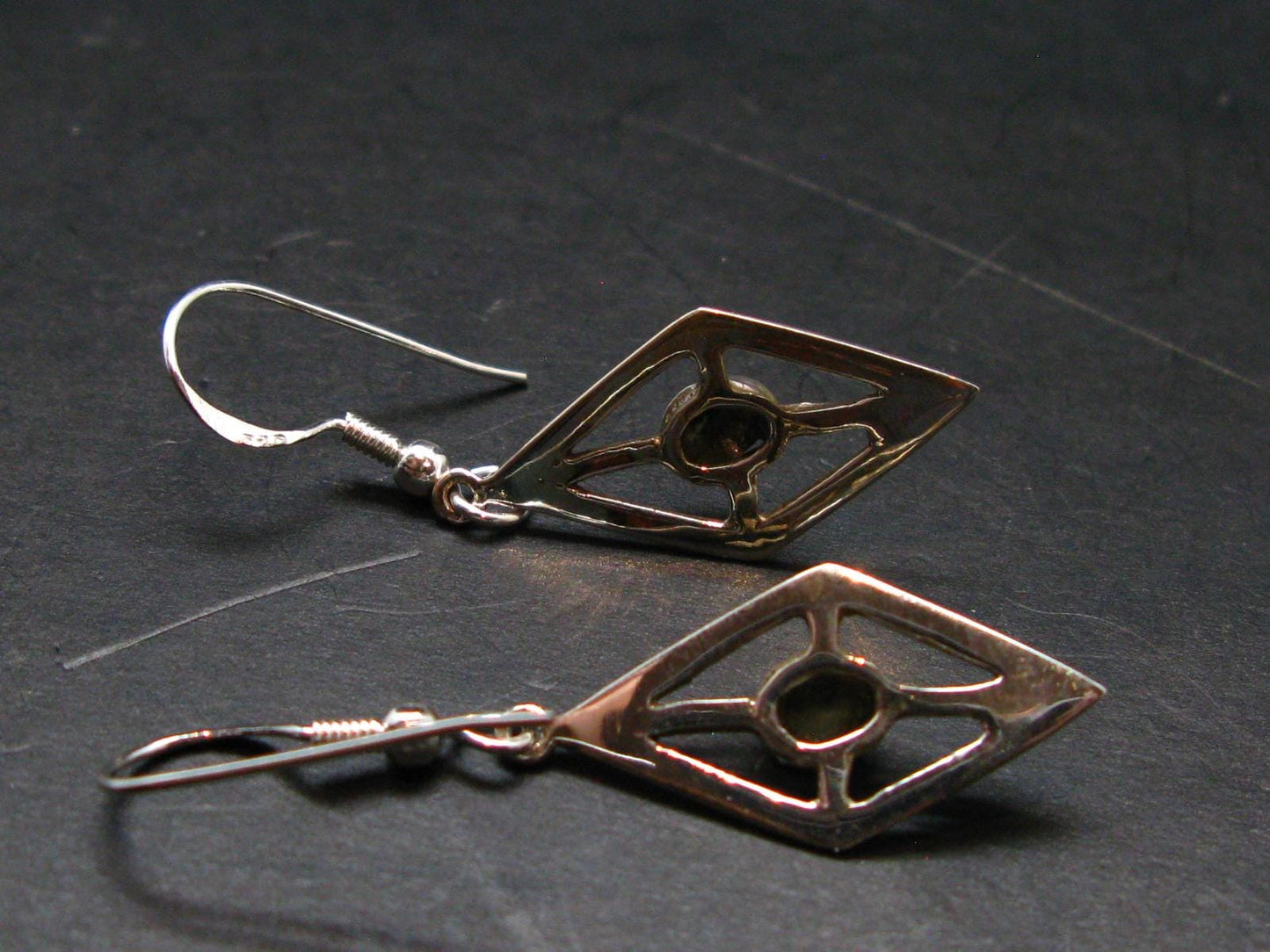 Moldavite Tektite Silver Earrings from Czech Republic - 3.03 Grams