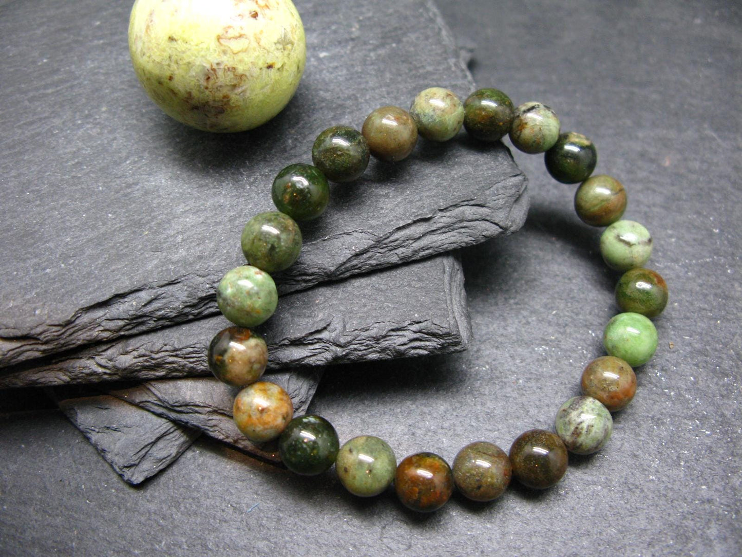 Green Opal Genuine Bracelet ~ 7 Inches ~ 8mm Round Beads