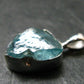 Blue Zircon Gem Crystal Silver Pendant From Cambodia - 0.7" - 1.81 Grams