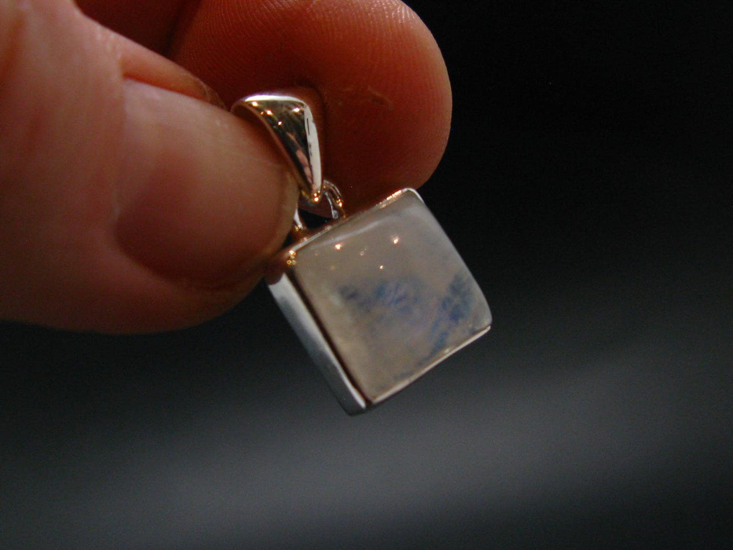 Natural Glow From Inside Moonstone Silver Plated Pendant - 0.7" - 2.57 Grams