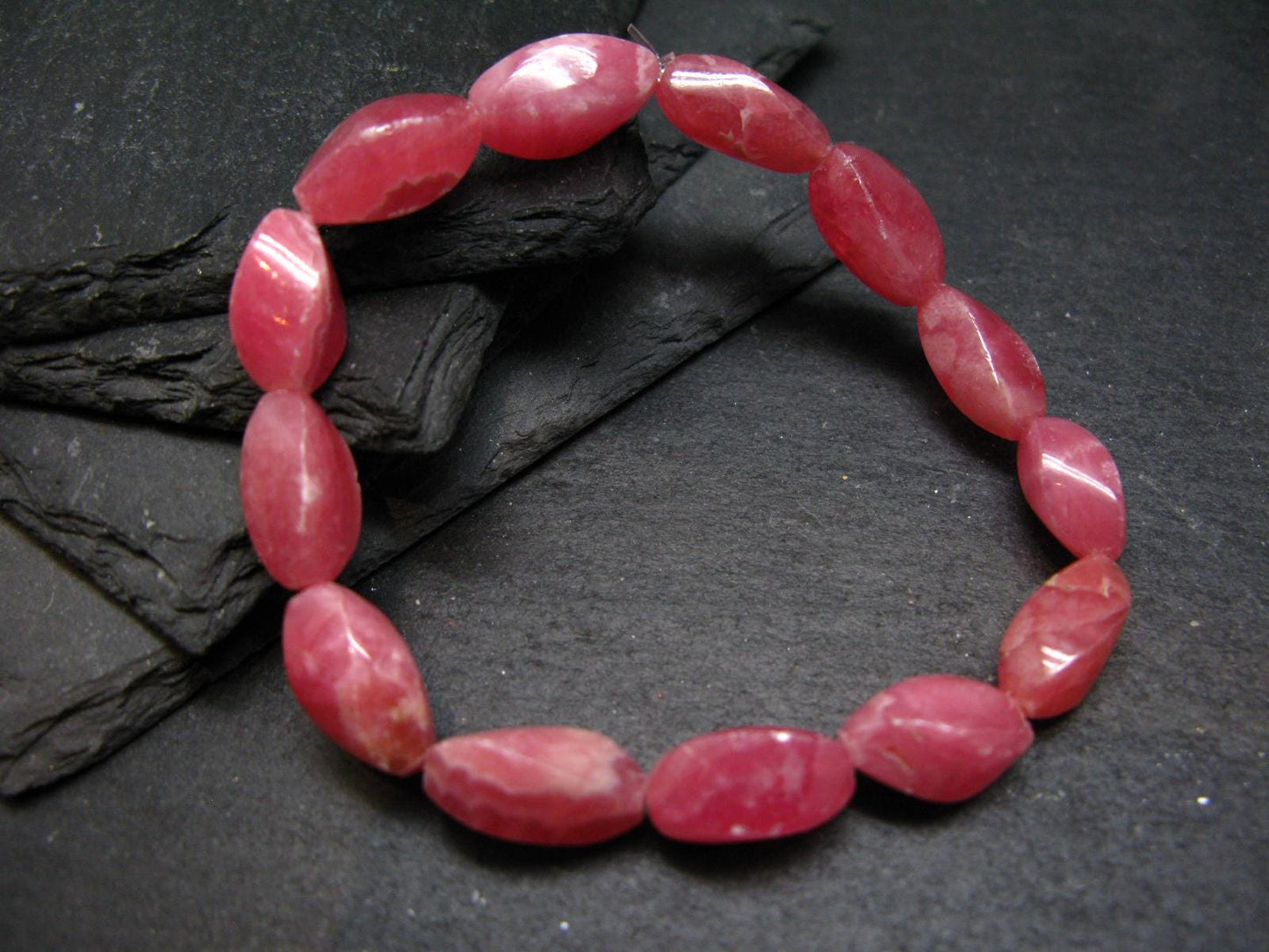 Rhodochrosite Genuine Bracelet ~ 7 Inches ~ 15mm Beads