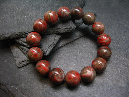 Cinnabar Genuine Bracelet ~ 7 Inches ~ 13mm Round Beads
