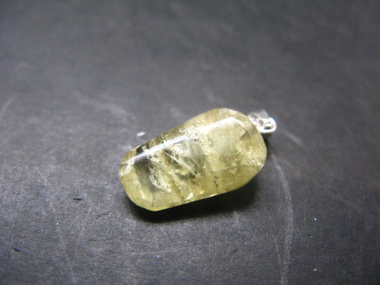 Agni Gold Danburite Tumbled Sterling Silver Pendant from Tanzania - 0.9" - 2.41 Grams