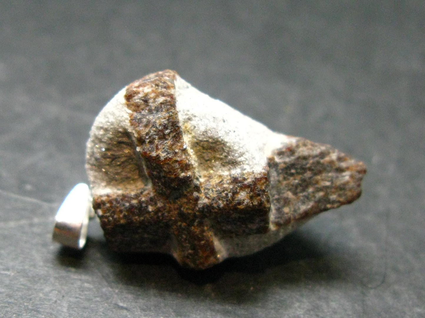Fairy Cross!! Natural Staurolite Sharp Brown Twin Crystals Silver Pendant From Russia - 1.2" - 5.03 Grams