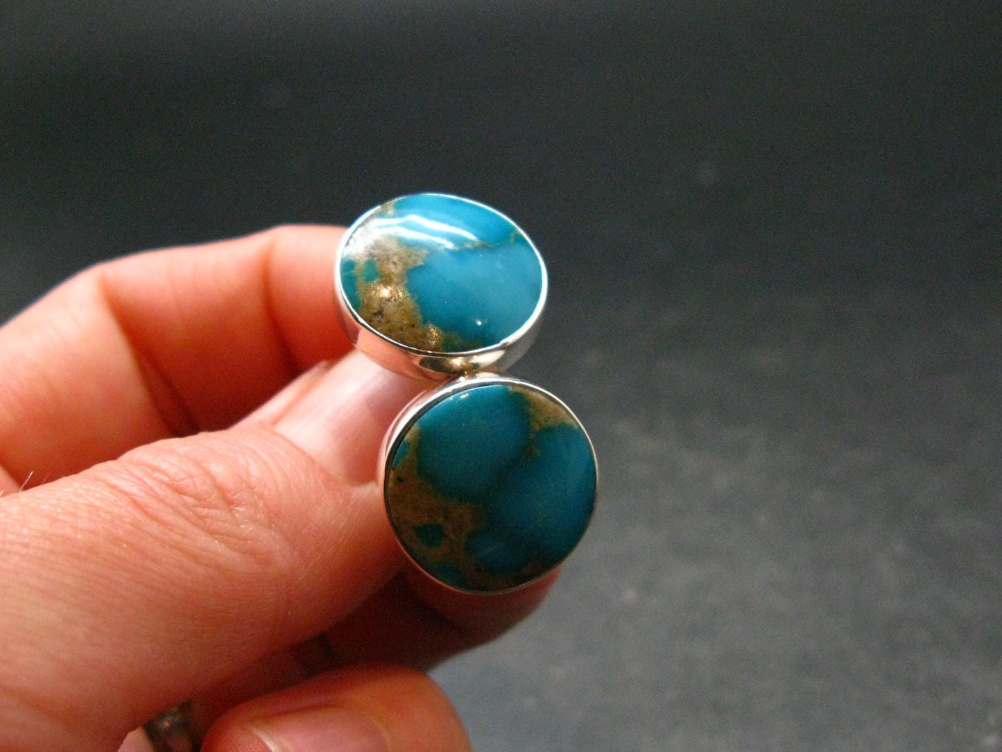Nice Raw Natural Turquoise Sterling Silver Stud Earrings from Mexico - 7.97 Grams