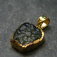 Moldavite Tektite Gold Plated Silver Pendant from Czech Republic - 0.8" - 1.31 Grams