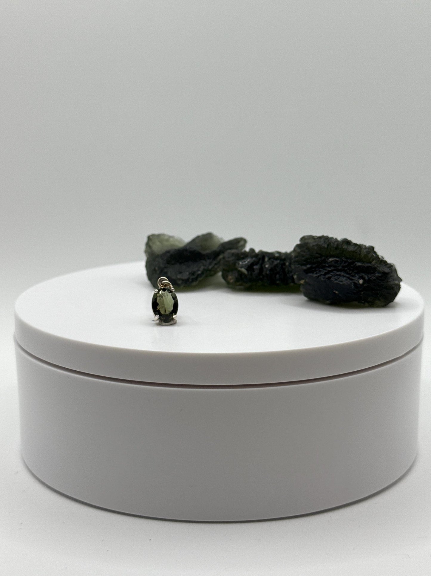 Elegant Oval Moldavite Pendant in Sterling Silver - 1.13 Grams