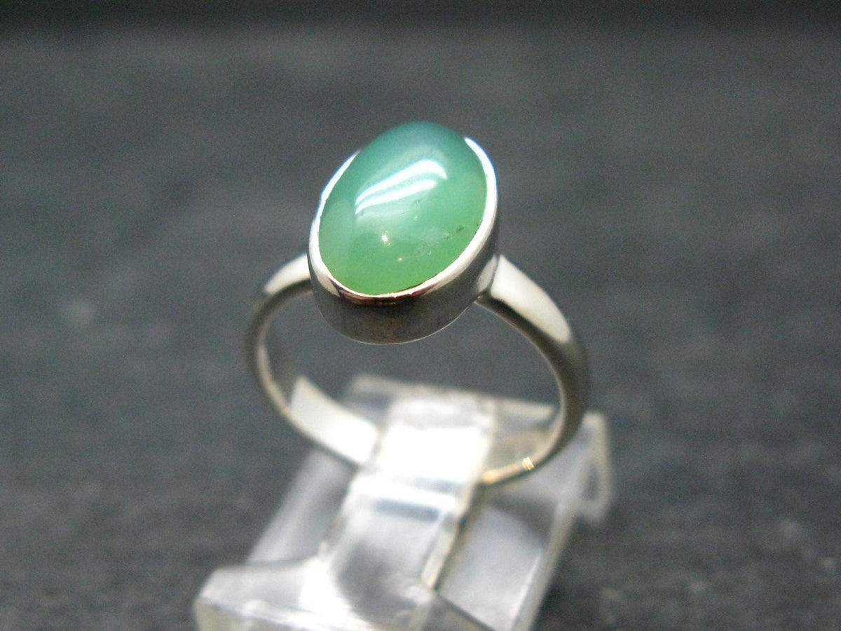 Natural Apple Green Chrysoprase 925 Sterling Silver Ring From Australia - 2.72 Grams - Size 5