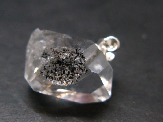 Fine Natural Herkimer Diamond Silver Pendant From New York 0.8" - 2.39 Grams