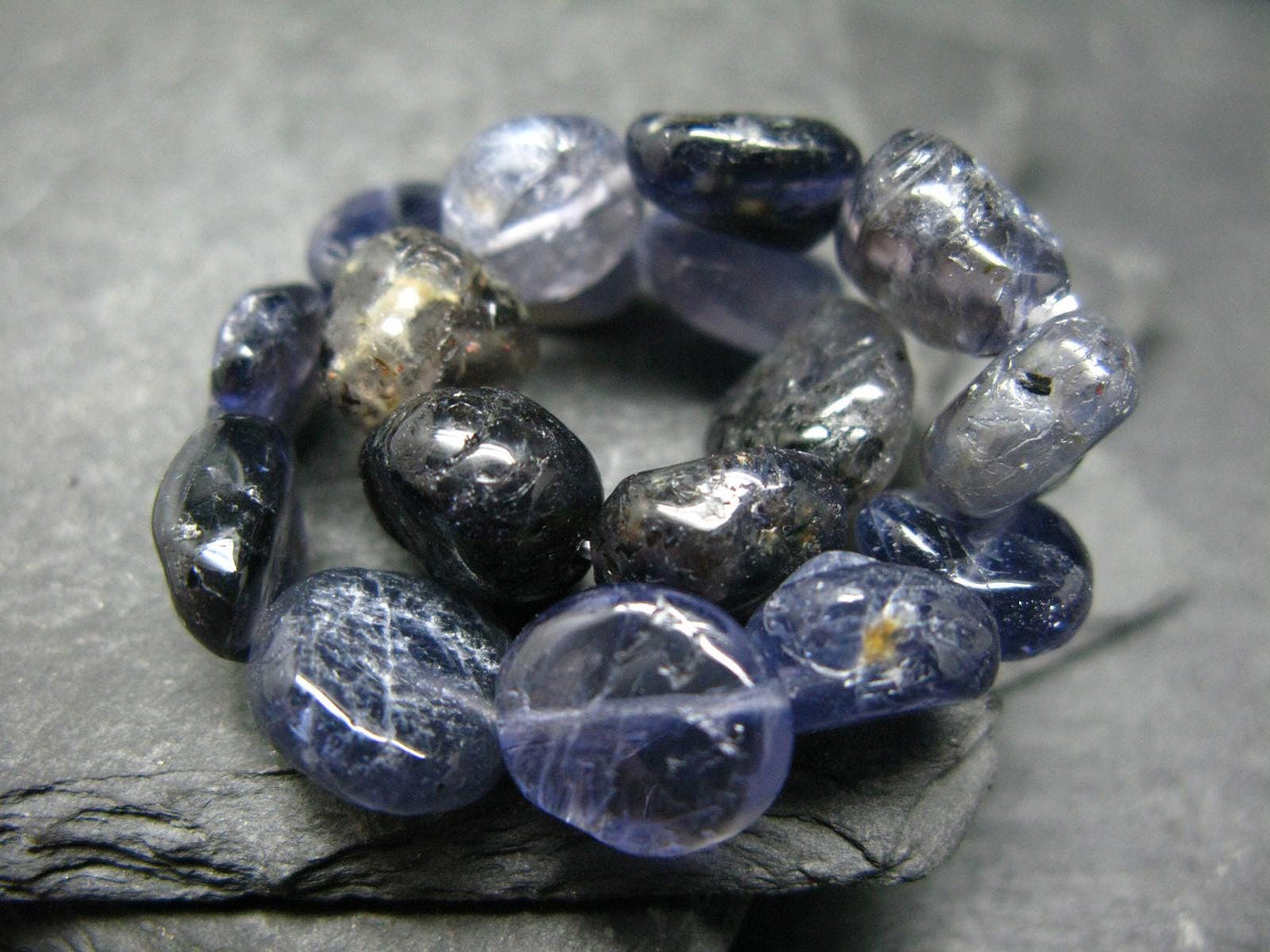 Iolite Cordierite Genuine Bracelet ~ 7 Inches ~ 12mm Tumbled Beads