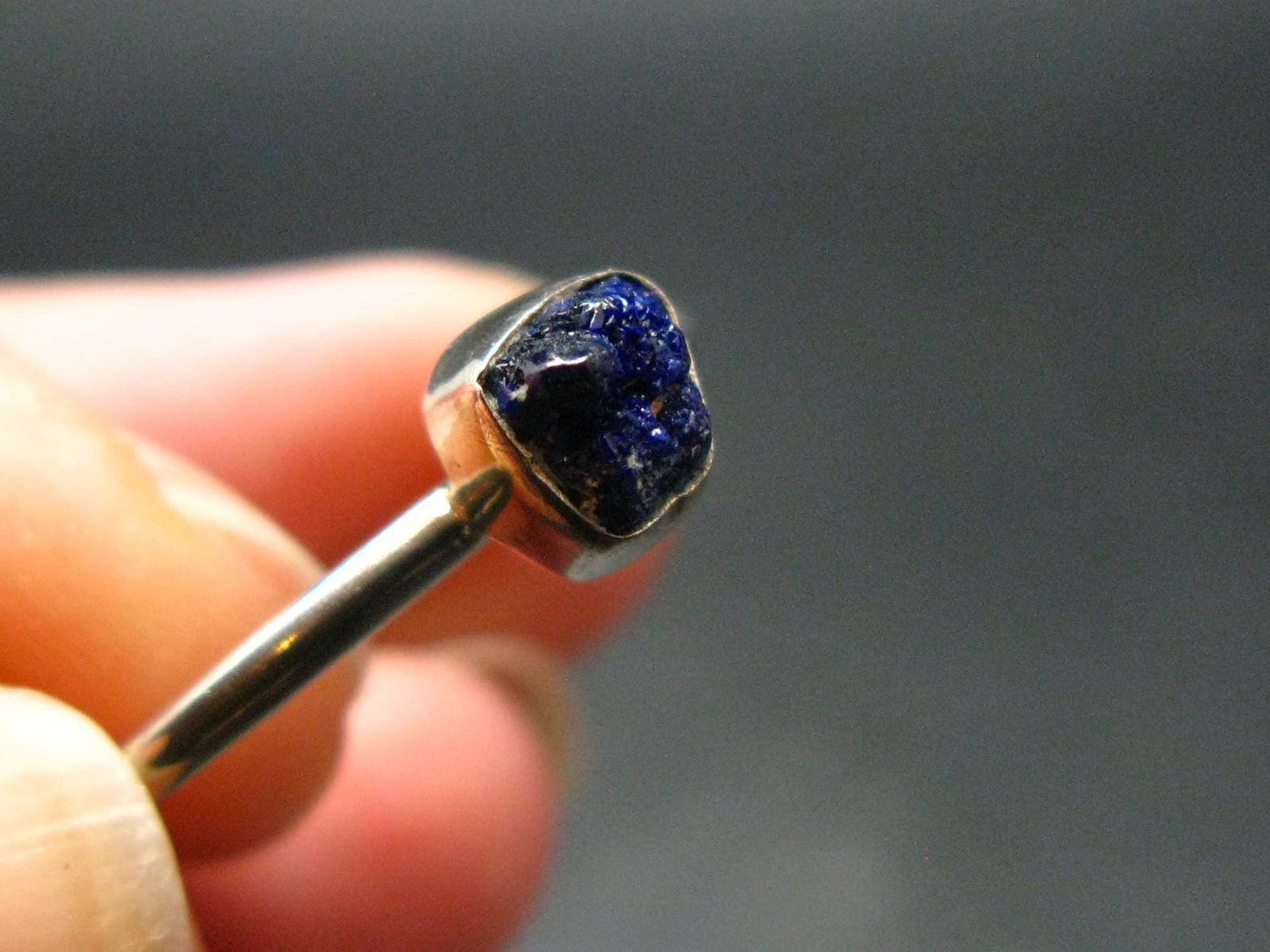 Royal Blue Rough Azurite Sterling Silver Ring - Size 10 - 2.21 Grams