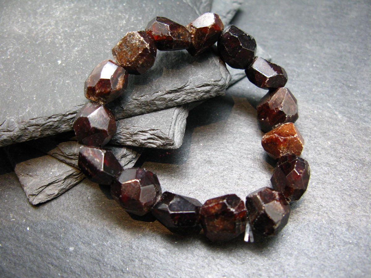 Garnet Almandine Genuine Bracelet ~ 7 Inches ~ 12mm Facetted Beads