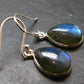 Blue Labradorite Silver Earrings From Madagascar - 3.74 Grams