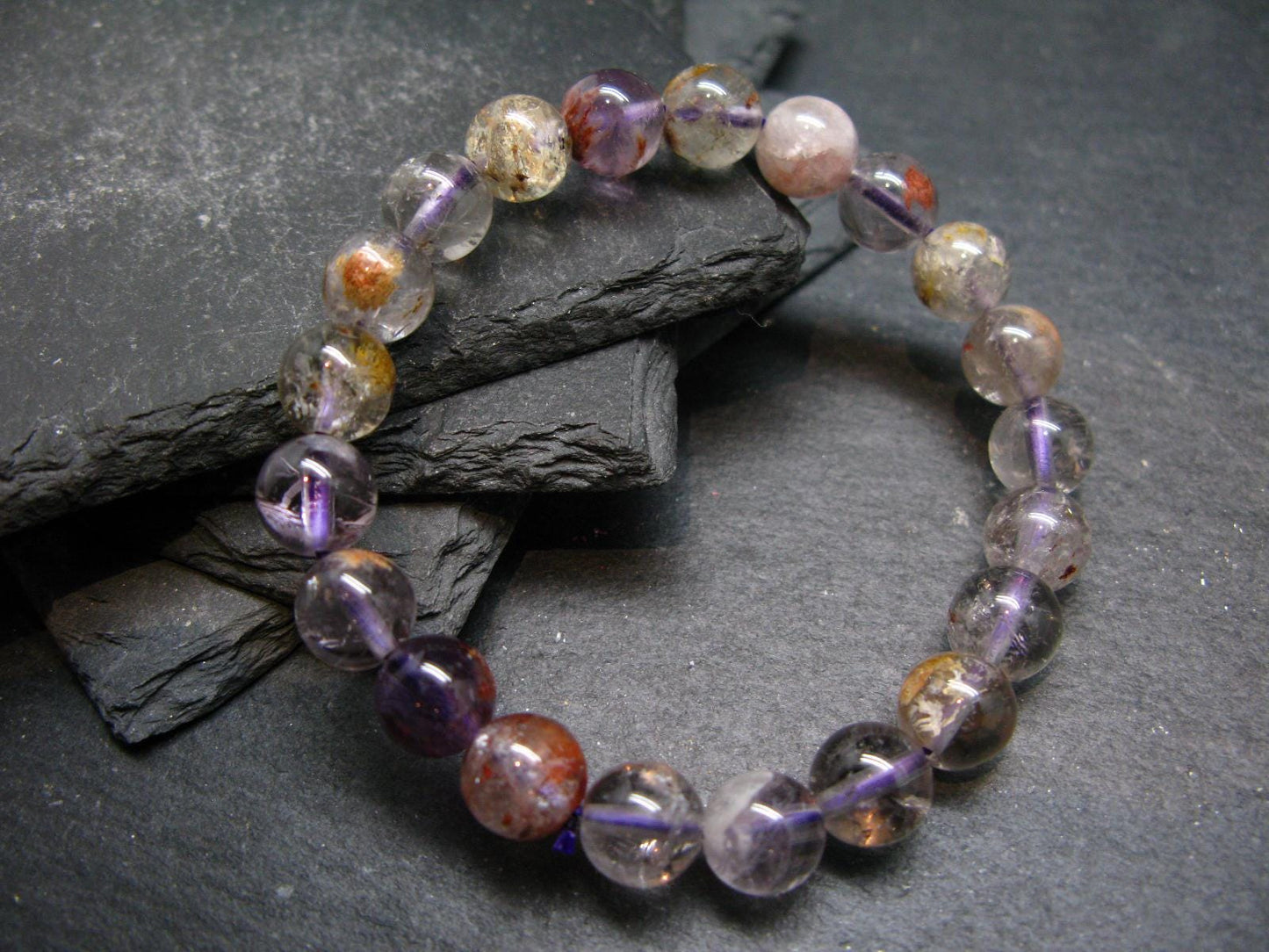 Purple Quartz Genuine Bracelet ~ 7 Inches ~ 9mm Round Beads