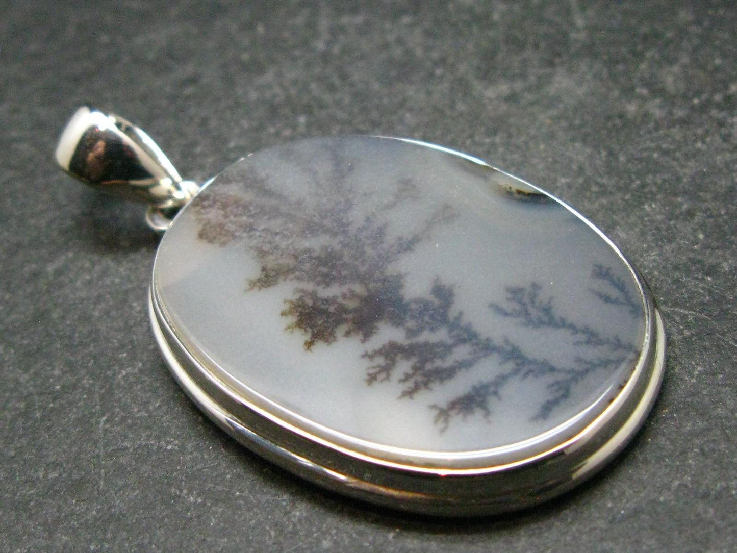 Moss Agate Silver Pendant From Russia - 8.82 Grams - 1.8"