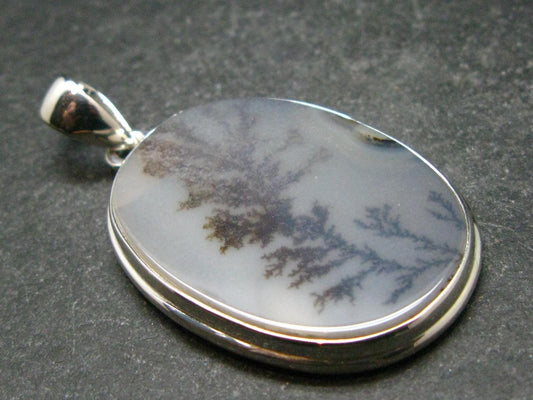 Moss Agate Silver Pendant From Russia - 8.82 Grams - 1.8"