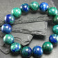 Quantum Quattro (Dioptase Chrysocola Malachite Shattuckite) Genuine Bracelet ~ 7 Inches ~ 12mm Round Beads