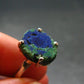 Natural Raw Deep Blue Azurite with Green Malachite Silver Ring From Mexico - Size 8 - 3.32 Grams