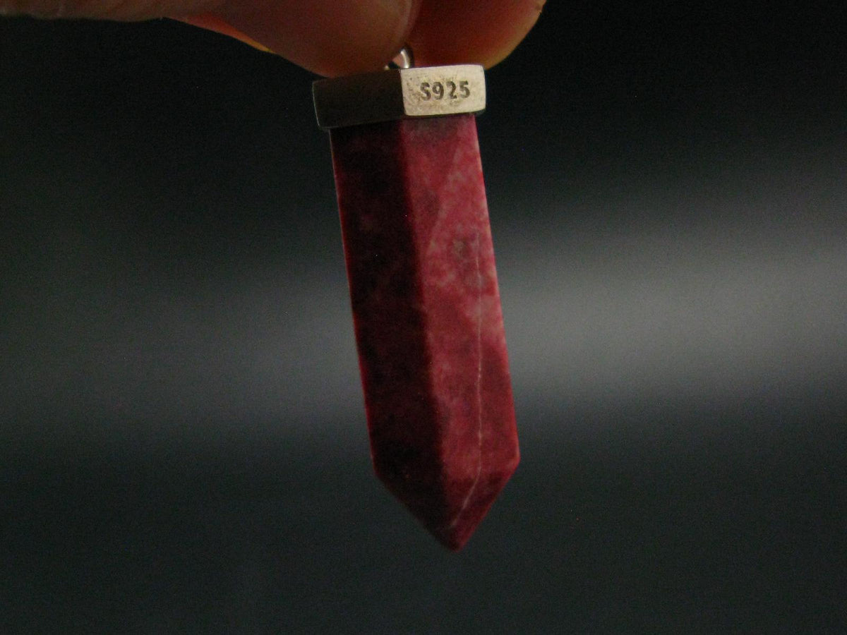 Thulite Silver Pendant From Norway - 1.7"