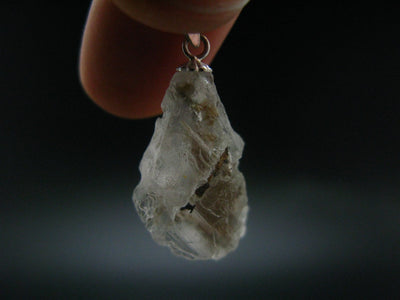 Clear Petalite Crystal Silver Pendant from Brazil - 1.1" - 2.60 Grams