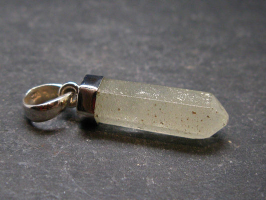 Gem Libyan Desert Glass Tektite Pendant Sterling Silver from Libya - 1.3" - 2.57 Grams