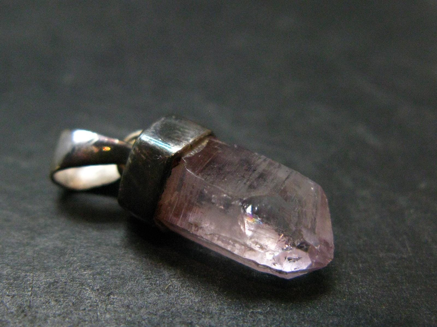 Vera Cruz Amethyst Silver Pendant From Mexico - 0.9" - 1.92 Grams