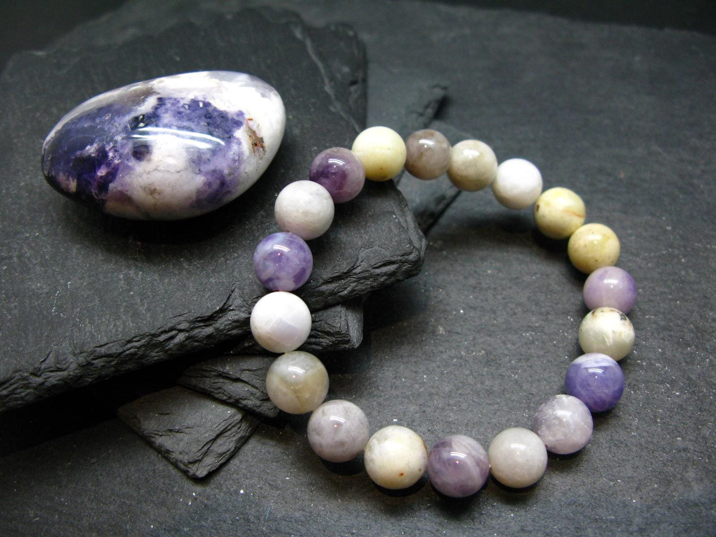 Tiffany Stone Violet Opal Genuine Bracelet ~ 7 Inches ~ 10mm Round Beads
