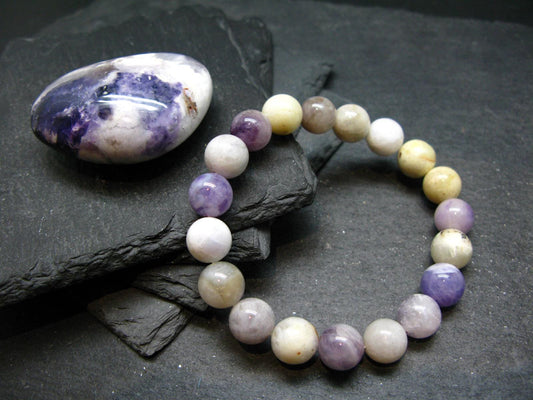 Tiffany Stone Violet Opal Genuine Bracelet ~ 7 Inches ~ 10mm Round Beads