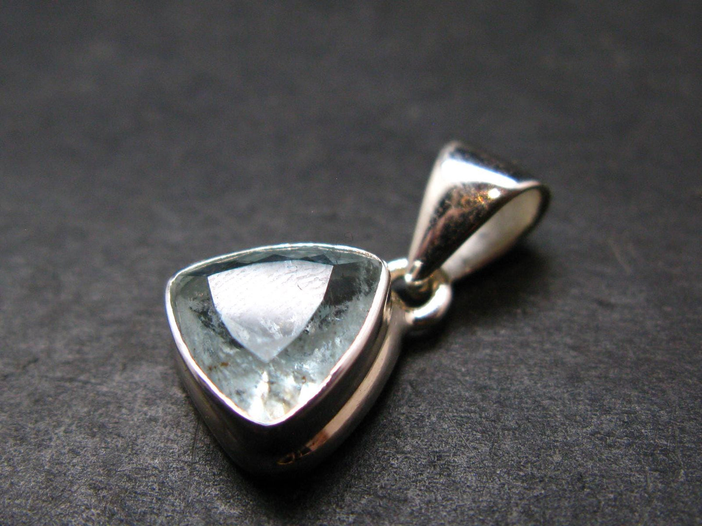Stunning Genuine Faceted Aquamarine Gem Sterling Silver Pendant From Brazil - 0.7"