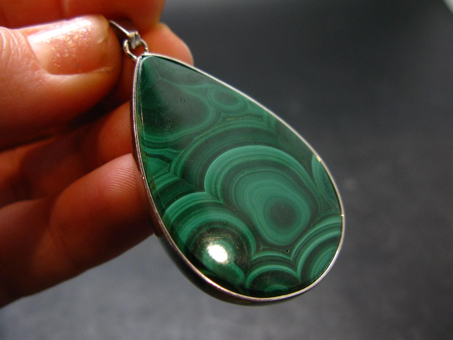 Queen of Green!! Genuine Vivid Vibrant Green Malachite Sterling Silver Pendant - 1.9" - 16.95 Grams