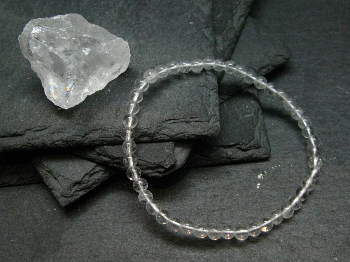 Clear Quartz Genuine Bracelet ~ 7 Inches ~ 4mm Round Beads