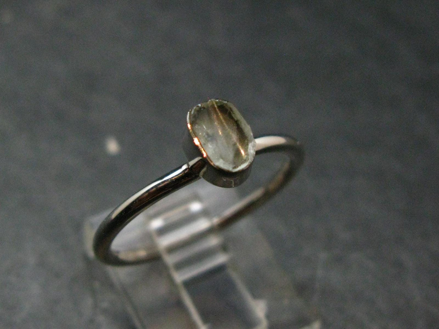 Green Herderite Silver Ring From Brazil - 1.85 Grams - Size 8