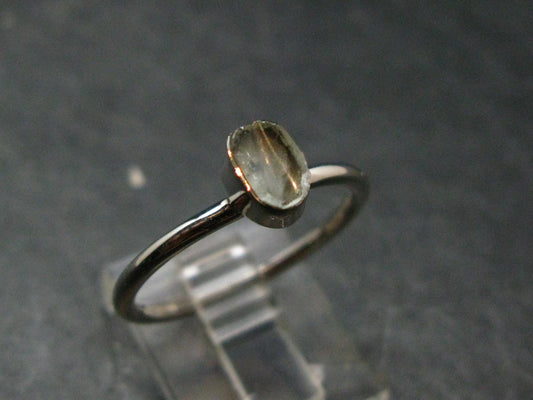 Green Herderite Silver Ring From Brazil - 1.85 Grams - Size 8