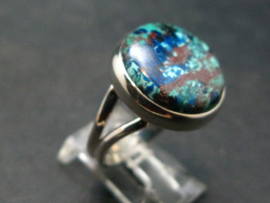 Quantum Quattro Shattuckite Malachite Dioptase Chrysocola Ring in SS From Namibia - Size 7.5 - 6.77 Grams