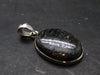 Very Rare Sterling Silver Nuumite Nuummite Pendant From Greenland - 1.3" - 7.1 Grams