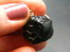 Tibetan Black Tektite Silver Pendant From Tibet - 0.8" - 3.93 Grams