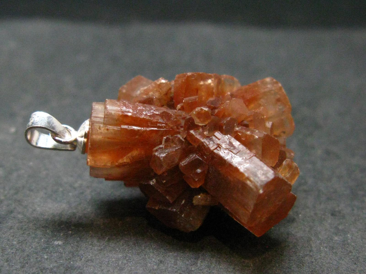 Terminated Aragonite Crystal Silver Pendant from Morocco - 1.2" - 7.73 Grams