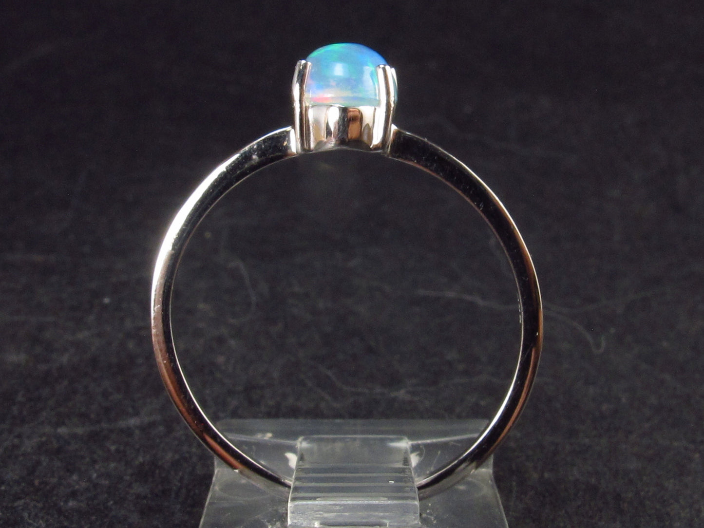 Natural Cabochon Opal 925 Sterling Silver Ring from Ethiopia - 1.20 Grams - Size 8