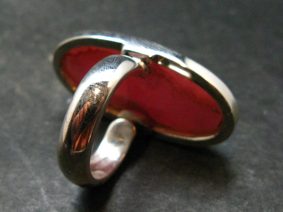 Rhodochrosite Silver Ring From Argentina - 15.54 Grams - Size 7.5
