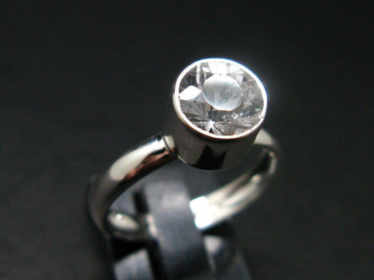 Phenakite Phenacite Crystal Silver Ring From Russia - Size 6 - 1.93 Grams